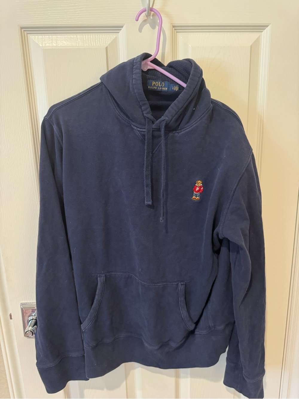 Ralph Lauren Navy Hooded Sweatshirt with Bear Patch